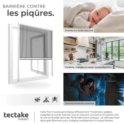 Tectake Moustiquaire store pour fenêtre en Aluminium Découpe individuelle