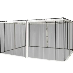 Moustiquaires pour tonnelle barnum 3 x 4 m - lot de 4 moustiquaires zippées + crochets d'attaches - polyester nylon-Outsunny New