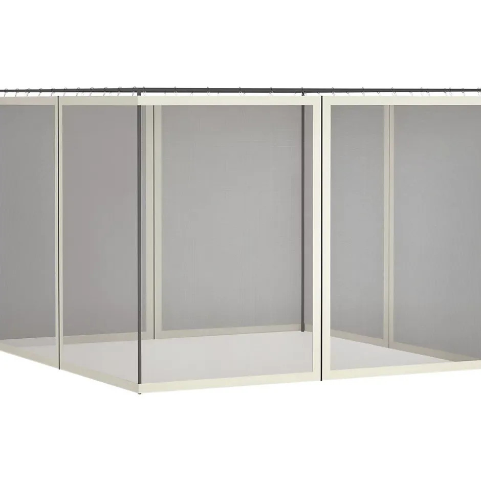 Outsunny Moustiquaires pour tonnelle barnum 3 x 4 m - lot de 4 moustiquaires zippées + crochets d'attaches - polyester nylon