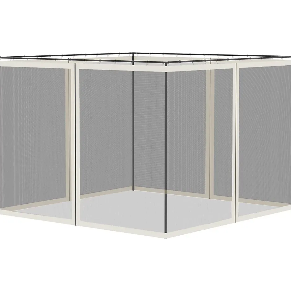 Outsunny Moustiquaires pour tonnelle barnum 3 x 4 m - lot de 4 moustiquaires zippées + crochets d'attaches - polyester nylon