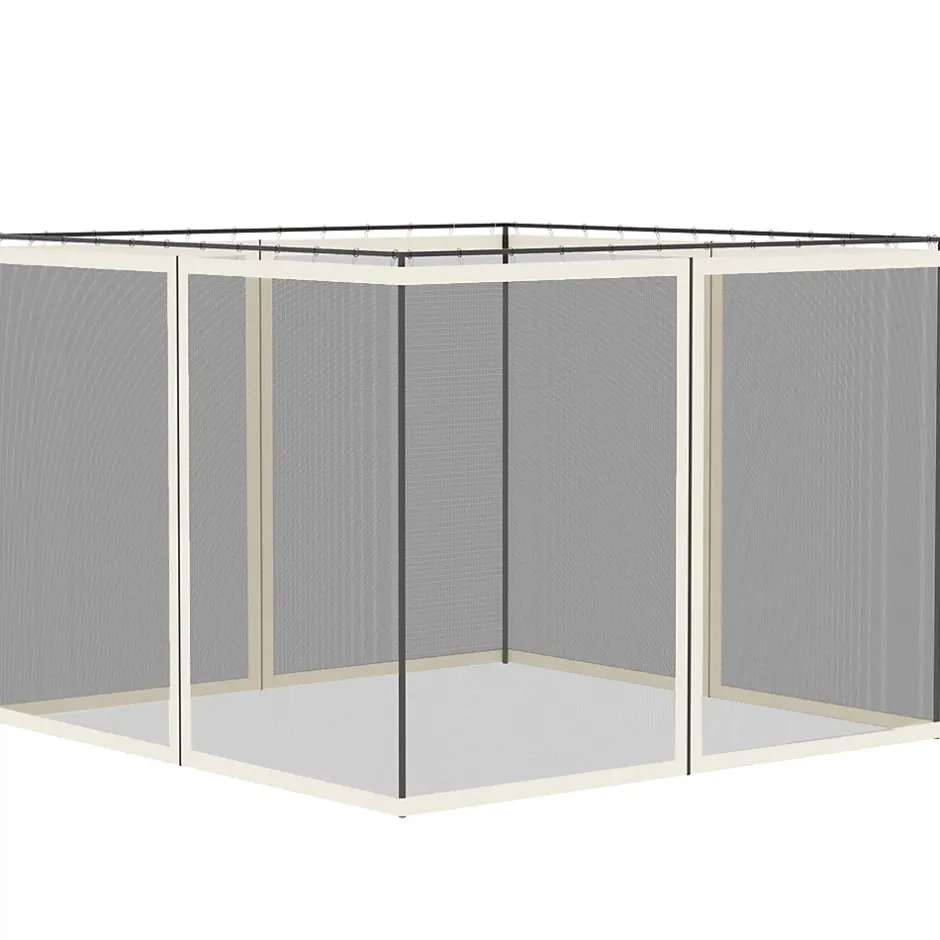 Outsunny Moustiquaires pour tonnelle barnum pavillon de jardin 3x3m nylon noir