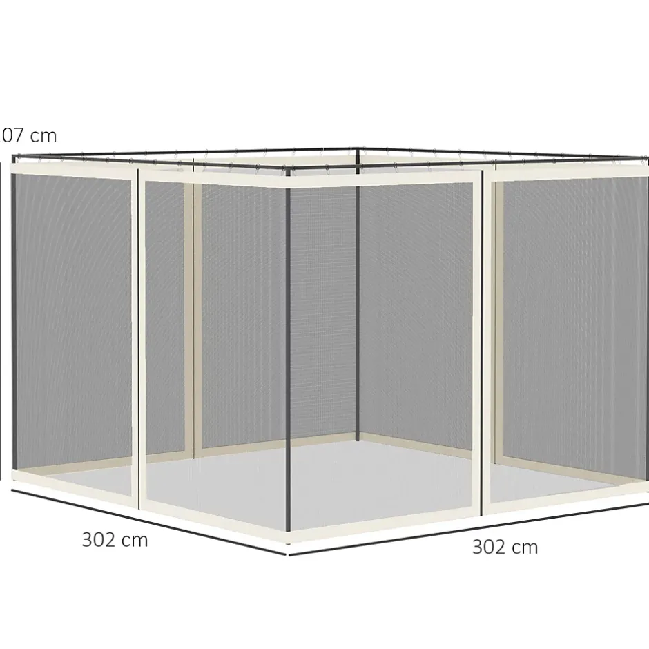 Outsunny Moustiquaires pour tonnelle barnum pavillon de jardin 3x3m nylon noir