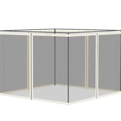 Outsunny Moustiquaires pour tonnelle barnum pavillon de jardin 3x3m nylon noir