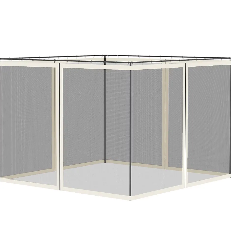 Outsunny Moustiquaires pour tonnelle barnum pavillon de jardin 3x3m nylon noir