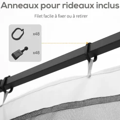 Outsunny Moustiquaires pour tonnelle barnum pavillon de jardin 3x3m nylon noir