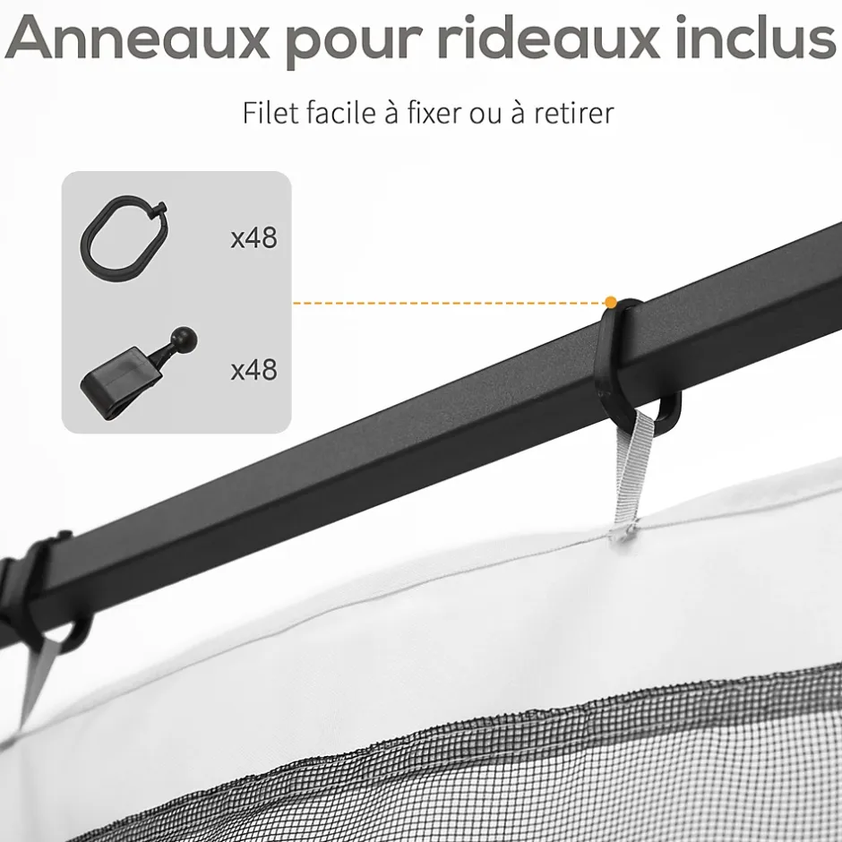 Outsunny Moustiquaires pour tonnelle barnum pavillon de jardin 3x3m nylon noir