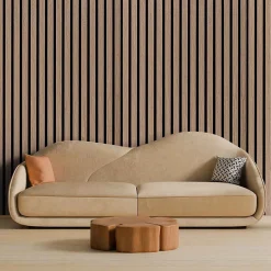 Frankystar Mozart - Lot de 2 panneaux acoustiques à lattes en bois 235x60 cm, marron clair