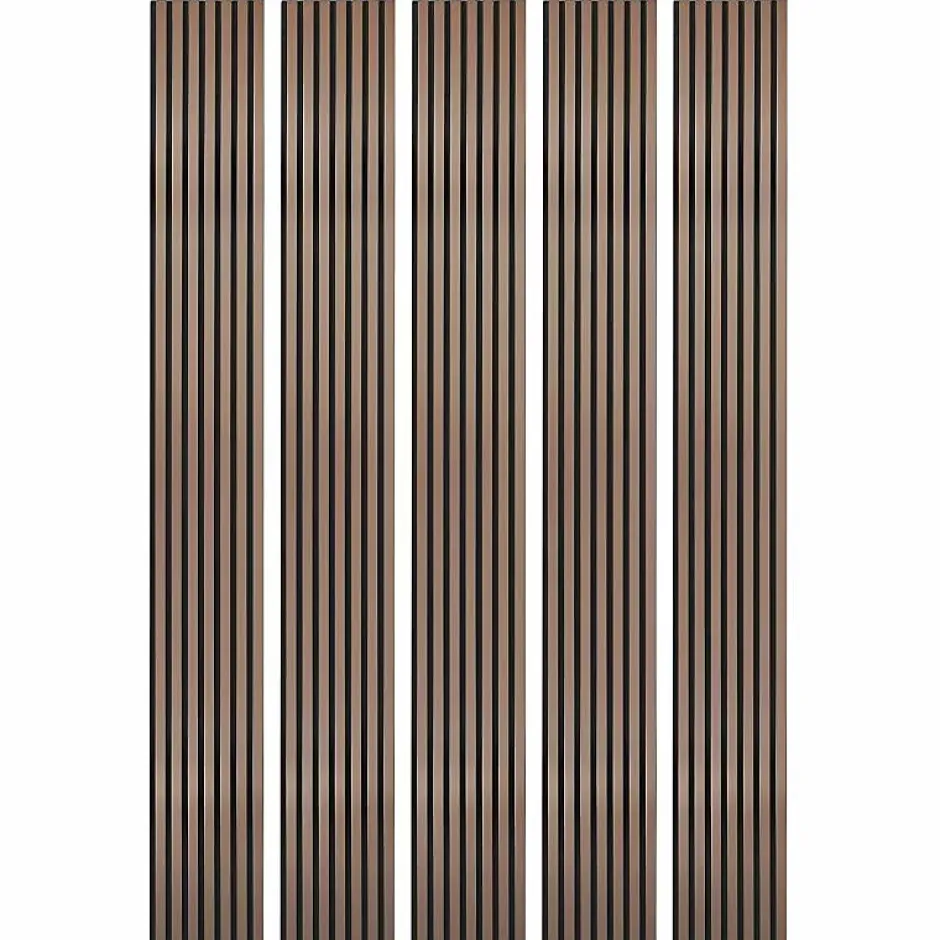 Mur TV - Lot de 5 Panneaux tasseaux bois 250 x 30 x 1,9 cm - rose gold/feutrine noir - 3,75m²-Decoon Outlet