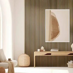 Decoon Mur TV - Lot de 5 Panneaux tasseaux bois 250 x 30 x 1,9 cm - gold/feutrine noir - 3,75m²