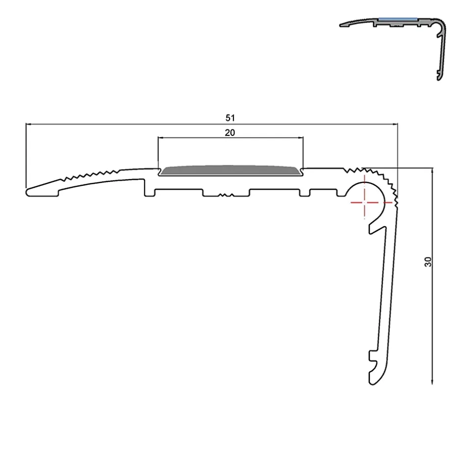 Nez de marche avec bande antidérapante 1950mm-Homewell Discount