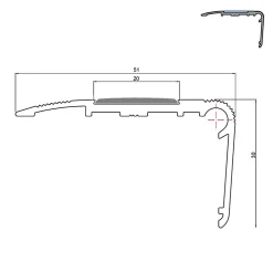 Nez de marche avec bande antidérapante 1000mm-Homewell Clearance