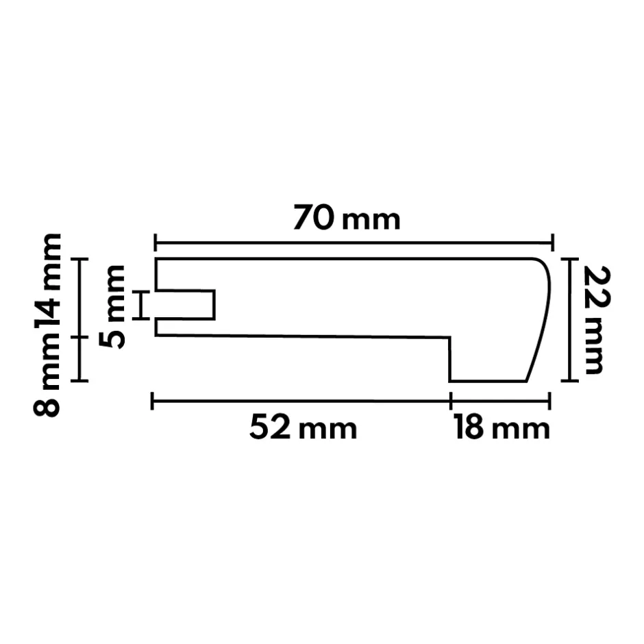 Deschaumes Nez de marche Chêne l.70mm Long. 2m Parquet Ep. 14mm Brut
