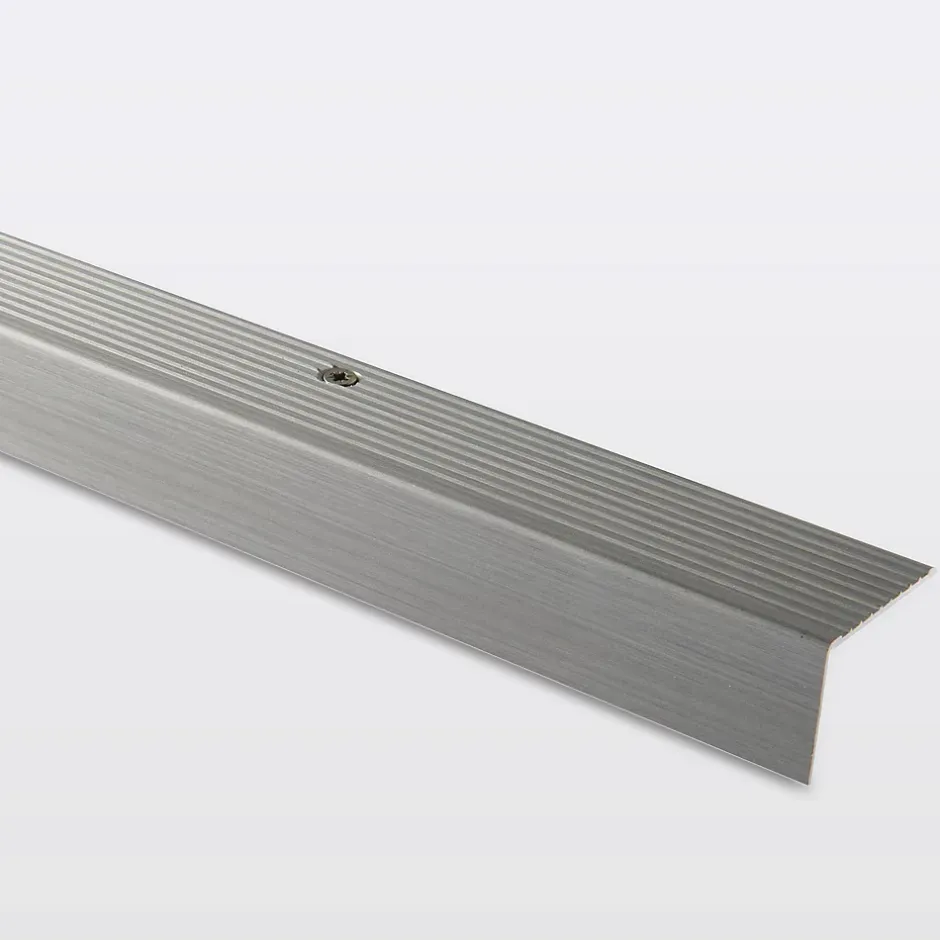 Nez de marche en aluminium décor argent foncé brossé 35 x 25 x 1800mm.-GoodHome Outlet