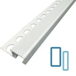 Nez de Marche Escalier Argent Mat 13 mm Antiderapante EXT/INT pour carrelage L 2,5m Finition Argent Mat.-Lux Mosaic Outlet