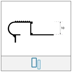 Lux Mosaic Nez de Marche Escalier Arrondi Argent Mat 10 mm Antiderapante EXT/INT pour carrelage. L 2,5m.