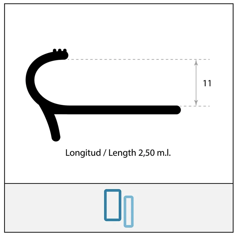 Lux Mosaic Nez de Marche Escalier Arrondi Argent Mat 11 mm Antiderapante Décoratif EXT/INT pour carrelage. L 2,5m.