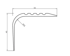 Nez de marche PVC 52x40mm, , profilé d'escalier RGPT, antidérapant, d'escalier-protection, beige, 1.5m-Quest New