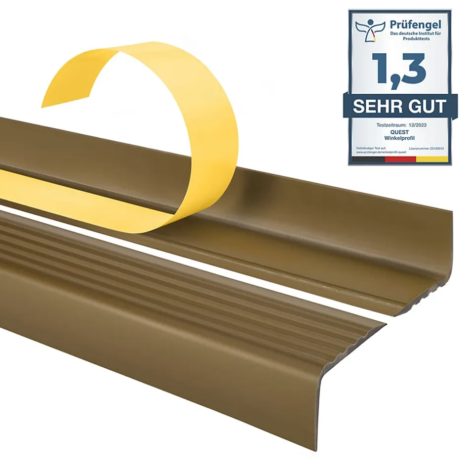 Nez de marche PVC 40x25mm, , profilé d'escalier ND, auto-adhésif, antidérapant, d'escalier-protection, laiton, 1.5m-Quest Clearance