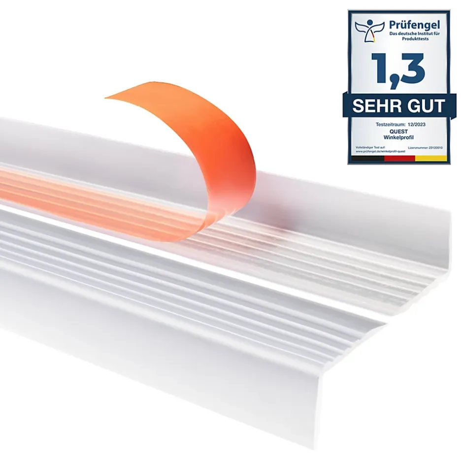 Nez de marche PVC 40x25mm, , profilé d'escalier ND, auto-adhésif, antidérapant, d'escalier-protection, transparent, 0.9m-Quest Online