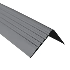 Quest Nez de marche PVC 50x42mm, , profilé d'escalier RGP, auto-adhésif, antidérapant, d'escalier-protection, gris foncé, 0.9m