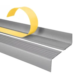 Quest Nez de marche PVC 40x25mm, , profilé d'escalier ND, auto-adhésif, antidérapant, d'escalier-protection, argenté, 1.3m