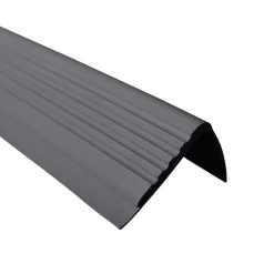 Quest Nez de marche PVC 48x42mm, , profilé d'escalier PMW, auto-adhésif, antidérapant, d'escalier-protection, gris foncé, 1m