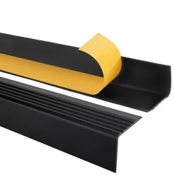 Quest Nez de marche PVC 50x42mm, , profilé d'escalier RGP, auto-adhésif, antidérapant, d'escalier-protection, noir, 1.8m