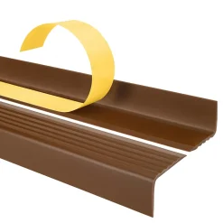 Nez de marche PVC 40x25mm, , profilé d'escalier ND, auto-adhésif, antidérapant, d'escalier-protection, marron, 1.3m-Quest Discount