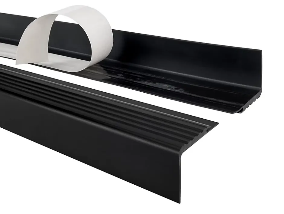 Nez de marche PVC 48x42mm, , profilé d'escalier PMW, auto-adhésif, antidérapant, d'escalier-protection, noir, 1m-Quest Sale