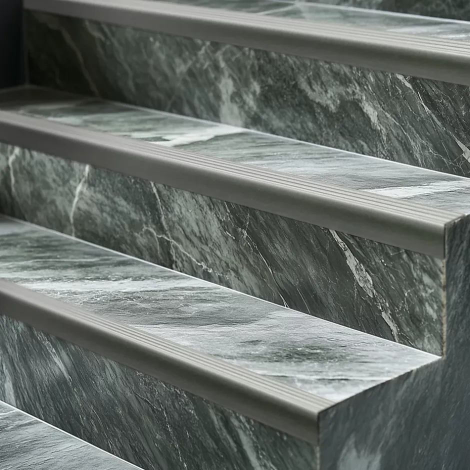 Nez de marche PVC 40x25mm, , profilé d'escalier ND, auto-adhésif, antidérapant, d'escalier-protection, vert clair, 1.8m-Quest Outlet