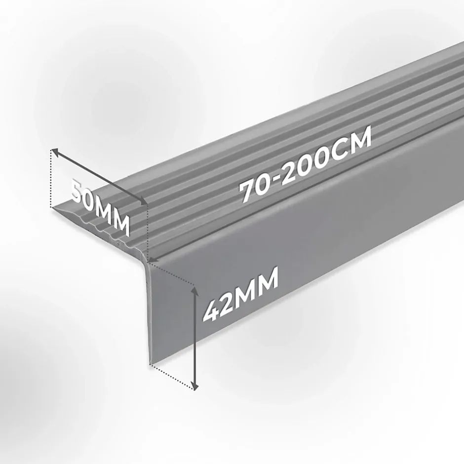 Nez de marche PVC 50x42mm, , profilé d'escalier RGP, auto-adhésif, antidérapant, d'escalier-protection, blanc, 1m-Quest Outlet