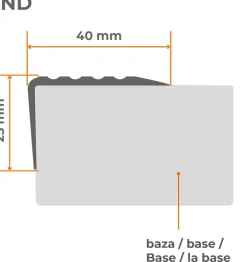 Nez de marche PVC 40x25mm, , profilé d'escalier ND, auto-adhésif, antidérapant, d'escalier-protection, argenté, 1.65m-Quest Discount