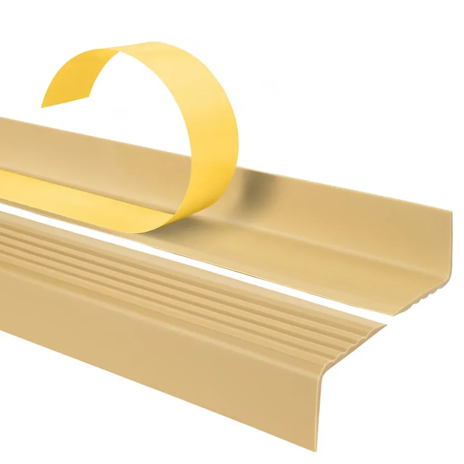 Nez de marche PVC 40x25mm, , profilé d'escalier ND, auto-adhésif, antidérapant, d'escalier-protection, crémeux, 0.7m-Quest Discount
