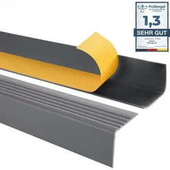 Quest Nez de marche PVC 52x40mm, , profilé d'escalier RGP, auto-adhésif, antidérapant, d'escalier-protection, gris foncé, 1.5m