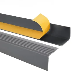 Quest Nez de marche PVC 52x40mm, , profilé d'escalier RGP, auto-adhésif, antidérapant, d'escalier-protection, gris foncé, 1.5m