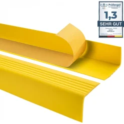 Quest Nez de marche PVC 50x50mm, , SST, profilé d'escalier RGP-O, auto-adhésif, antidérapant, d'escalier-protection, jaune, 1m