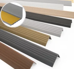 Nez de marche PVC 40x25mm, , profilé d'escalier ND, auto-adhésif, antidérapant, d'escalier-protection, gris, 1.5m-Quest