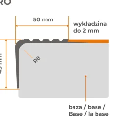 Nez de marche PVC 45x50mm, , profilé d'escalier RO, antidérapant, d'escalier-protection, marron, 1.5m-Quest Clearance