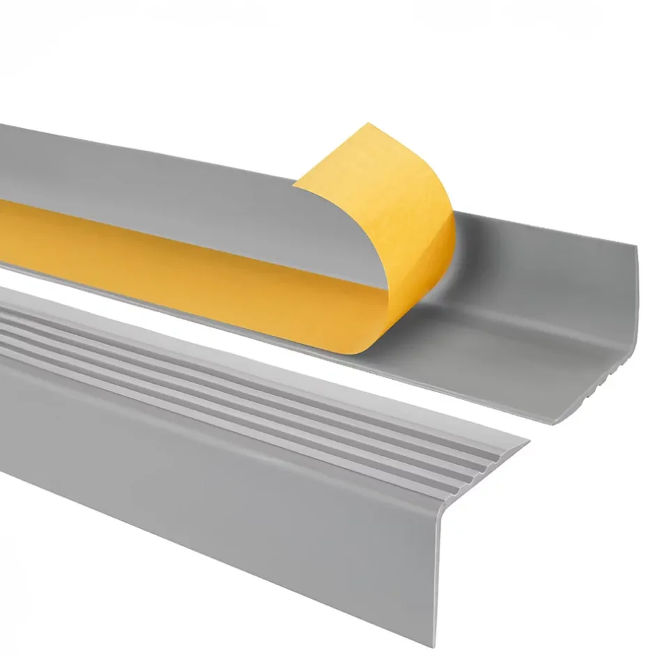 Nez de marche PVC 50x42mm, , profilé d'escalier RGP, auto-adhésif, antidérapant, d'escalier-protection, gris, 1m-Quest Discount