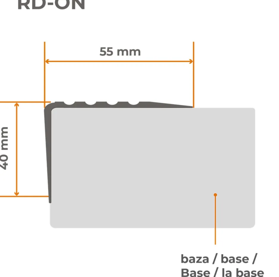 Quest Nez de marche PVC 48x42mm, , profilé d'escalier RD-ON, auto-adhésif, antidérapant, d'escalier-protection, noir, 1.3m