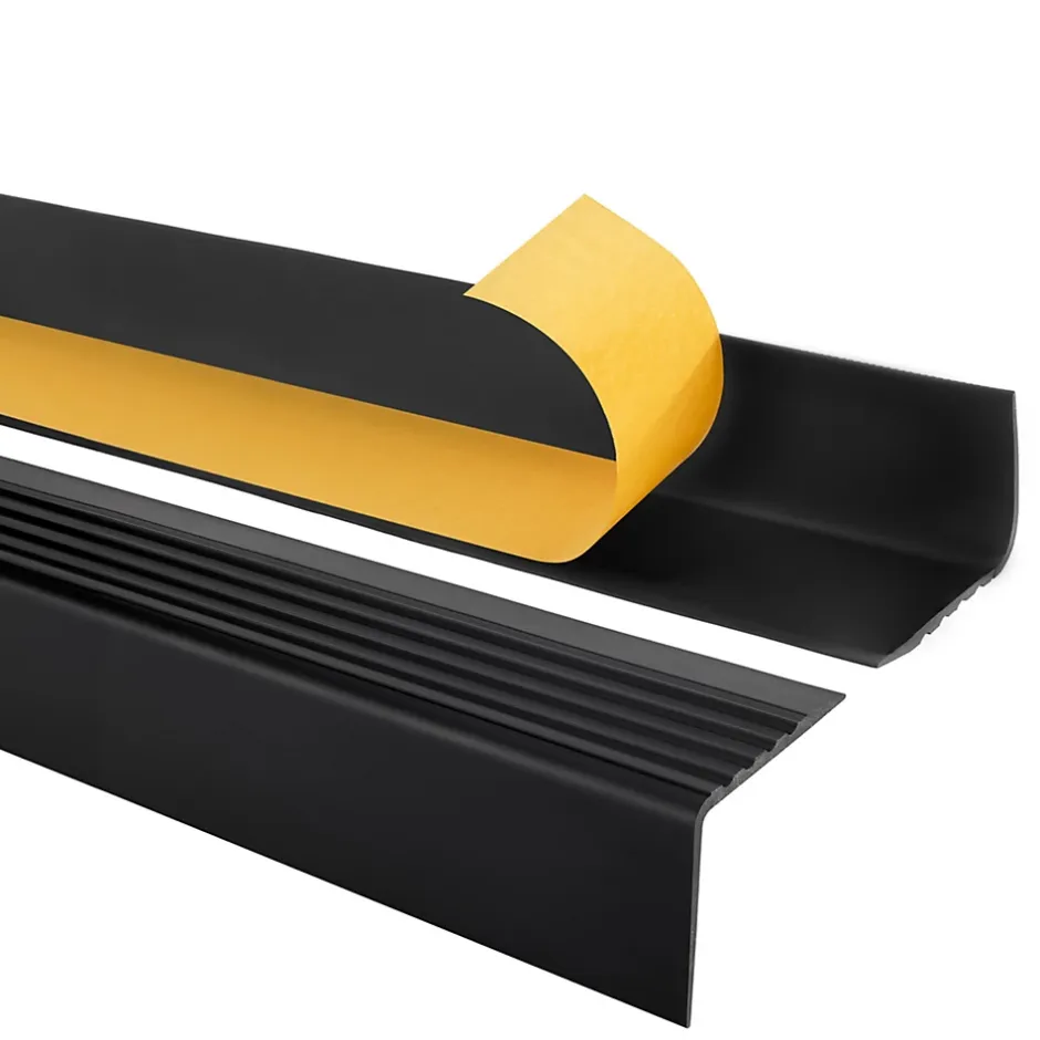 Quest Nez de marche PVC 50x42mm, , profilé d'escalier RGP, auto-adhésif, antidérapant, d'escalier-protection, noir, 1.3m