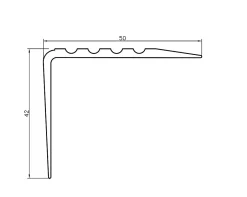 Nez de marche PVC 52x40mm, , profilé d'escalier RGP, antidérapant, d'escalier-protection, gris foncé, 1.5m-Quest New