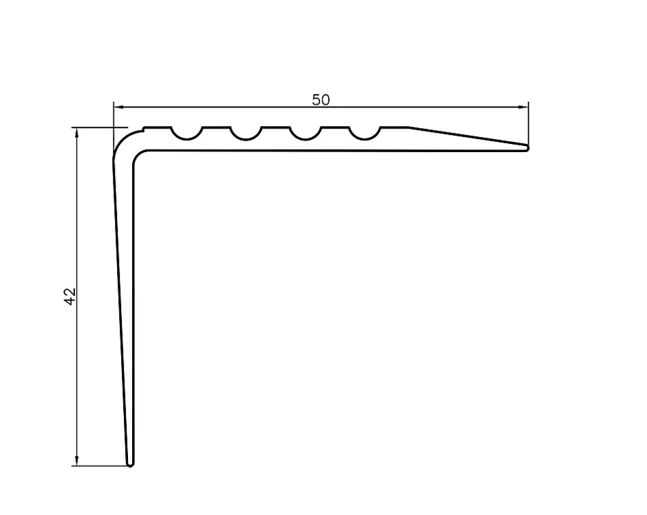 Nez de marche PVC 52x40mm, , profilé d'escalier RGP, antidérapant, d'escalier-protection, gris foncé, 1.5m-Quest New