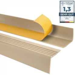Quest Nez de marche PVC 50x42mm, , profilé d'escalier RGP, auto-adhésif, antidérapant, d'escalier-protection, beige, 1.1m