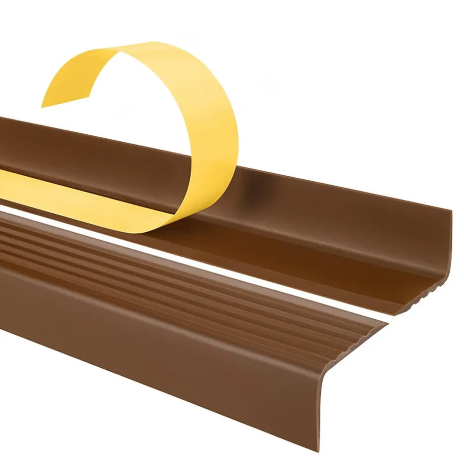 Nez de marche PVC 40x25mm, , profilé d'escalier ND, auto-adhésif, antidérapant, d'escalier-protection, marron, 0.7m-Quest Hot