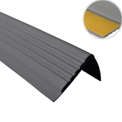 Nez de marche PVC 48x42mm, , profilé d'escalier PMW, auto-adhésif, antidérapant, d'escalier-protection, gris foncé, 0.9m-Quest Hot