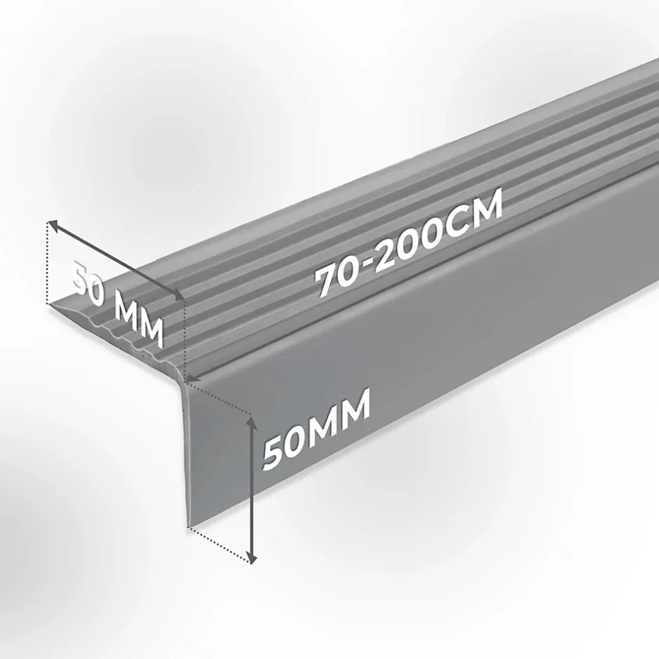 Nez de marche PVC 50x50mm, , SST, profilé d'escalier RGP-O, auto-adhésif, antidérapant, d'escalier-protection, Rouge, 1m-Quest