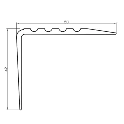 Quest Nez de marche PVC 52x40mm, , profilé d'escalier RGP, antidérapant, d'escalier-protection, noir, 1.5m