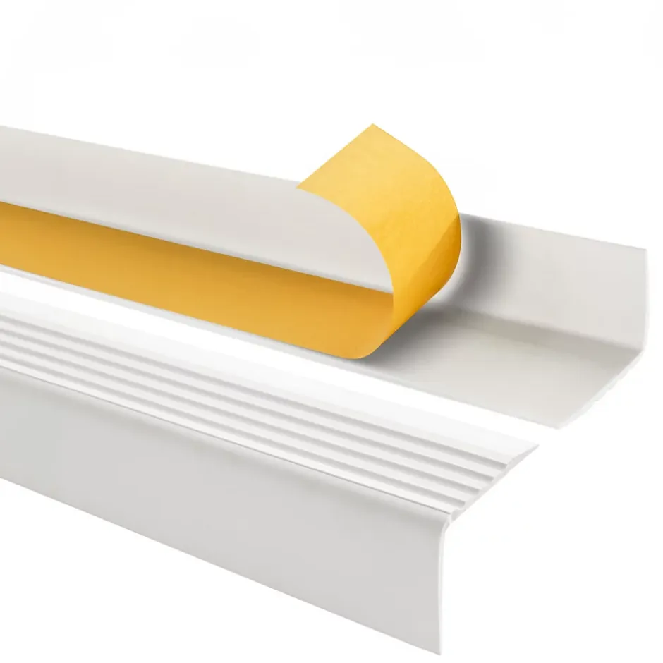 Quest Nez de marche PVC 50x42mm, , profilé d'escalier RGP, auto-adhésif, antidérapant, d'escalier-protection, blanc, 1.5m