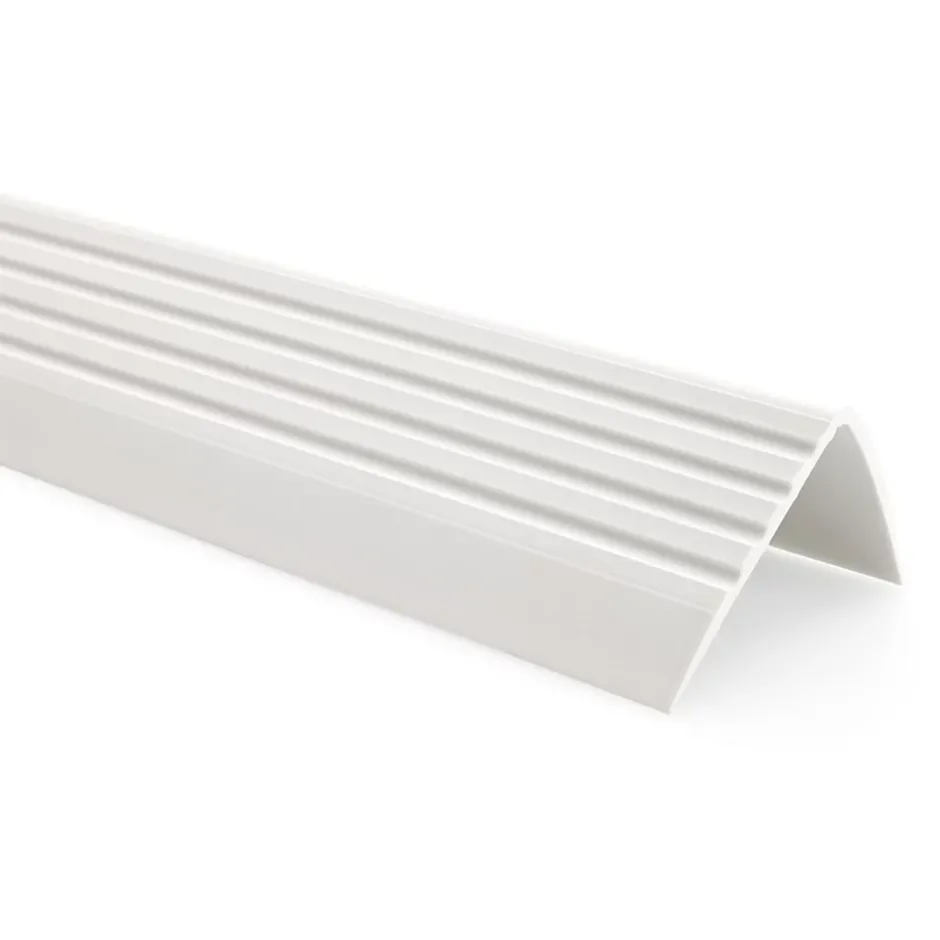 Quest Nez de marche PVC 50x42mm, , profilé d'escalier RGP, auto-adhésif, antidérapant, d'escalier-protection, blanc, 1.5m